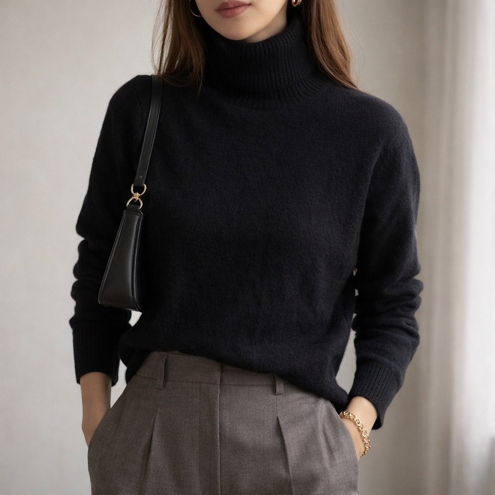 J.Crew Black Merino Wool Alpaca Blend Turtleneck Sweater Size Small